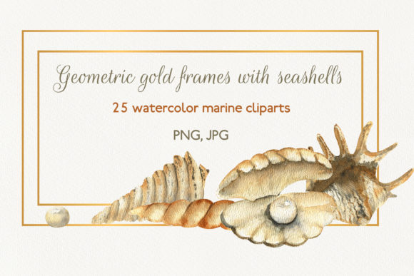Download Geometric Gold Frames with Seashells - Geometric Collection