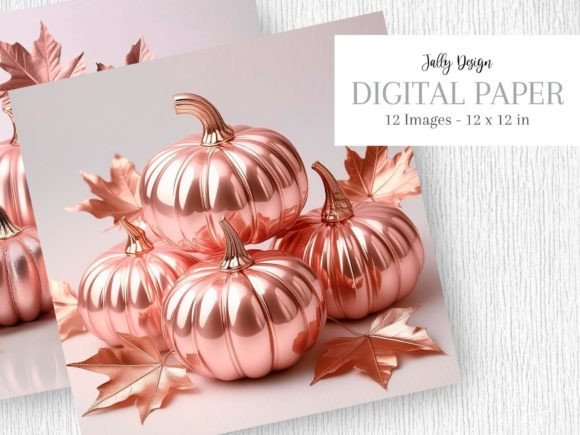 Download Rose Gold Foil Autumn Pumpkin Collection - Rose gold foil Collection