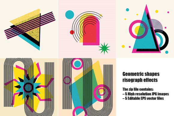 Download Geometric Shapes Risograph Effects - Geometric Collection