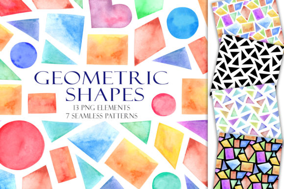 Download Set of Watercolor Geometric Shapes - Geometric Collection